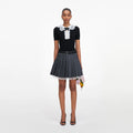 Black Knit Lace Collar Top
