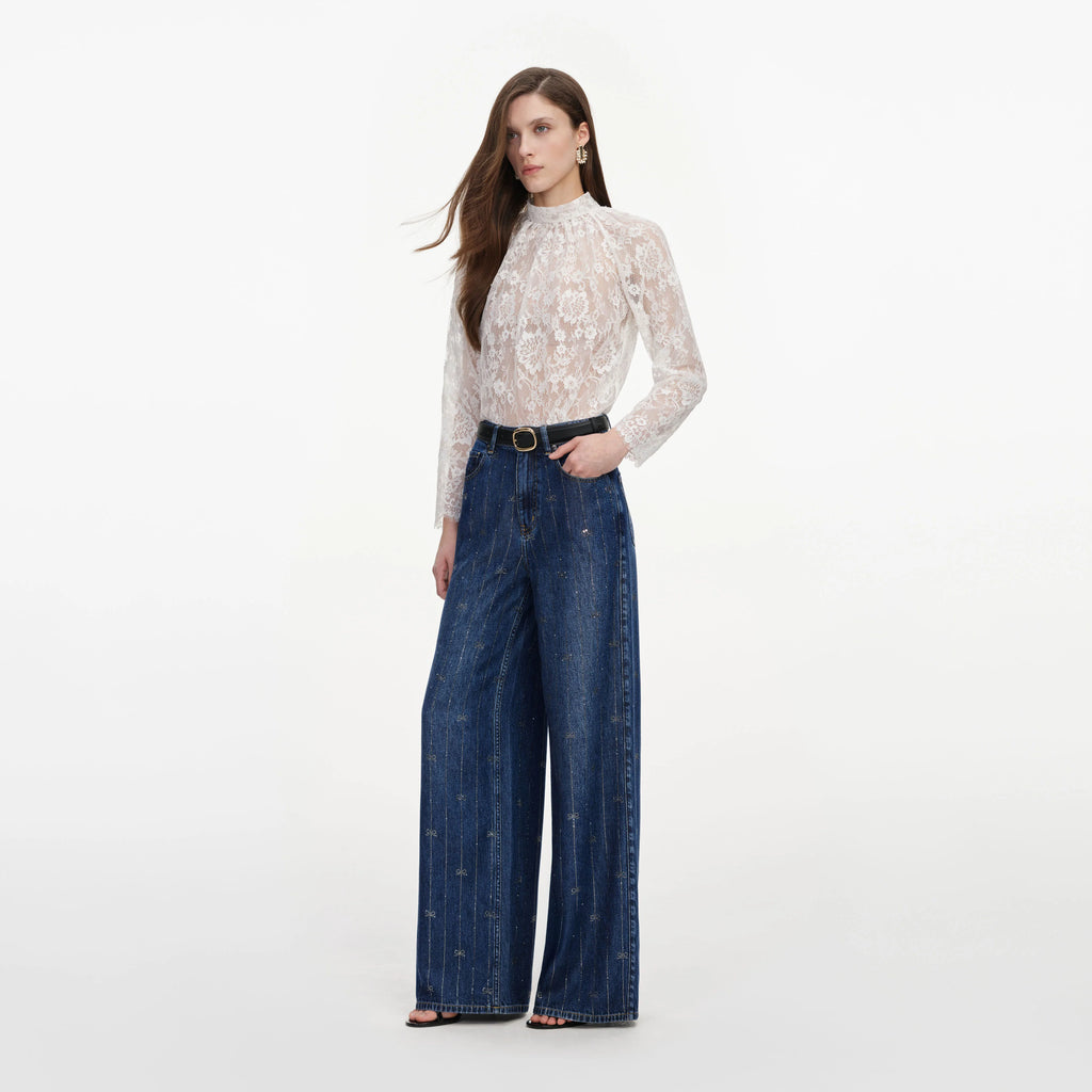 Rhinestone Stripe Denim Jeans