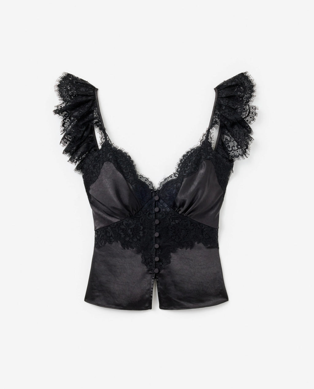 Black Satin Lace Top