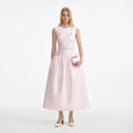 Pink Taffeta Belted Midi Dress
