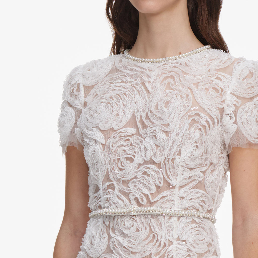 White Tulle Lace Maxi Dress