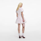 Pink Floral Cotton Drape Mini Dress