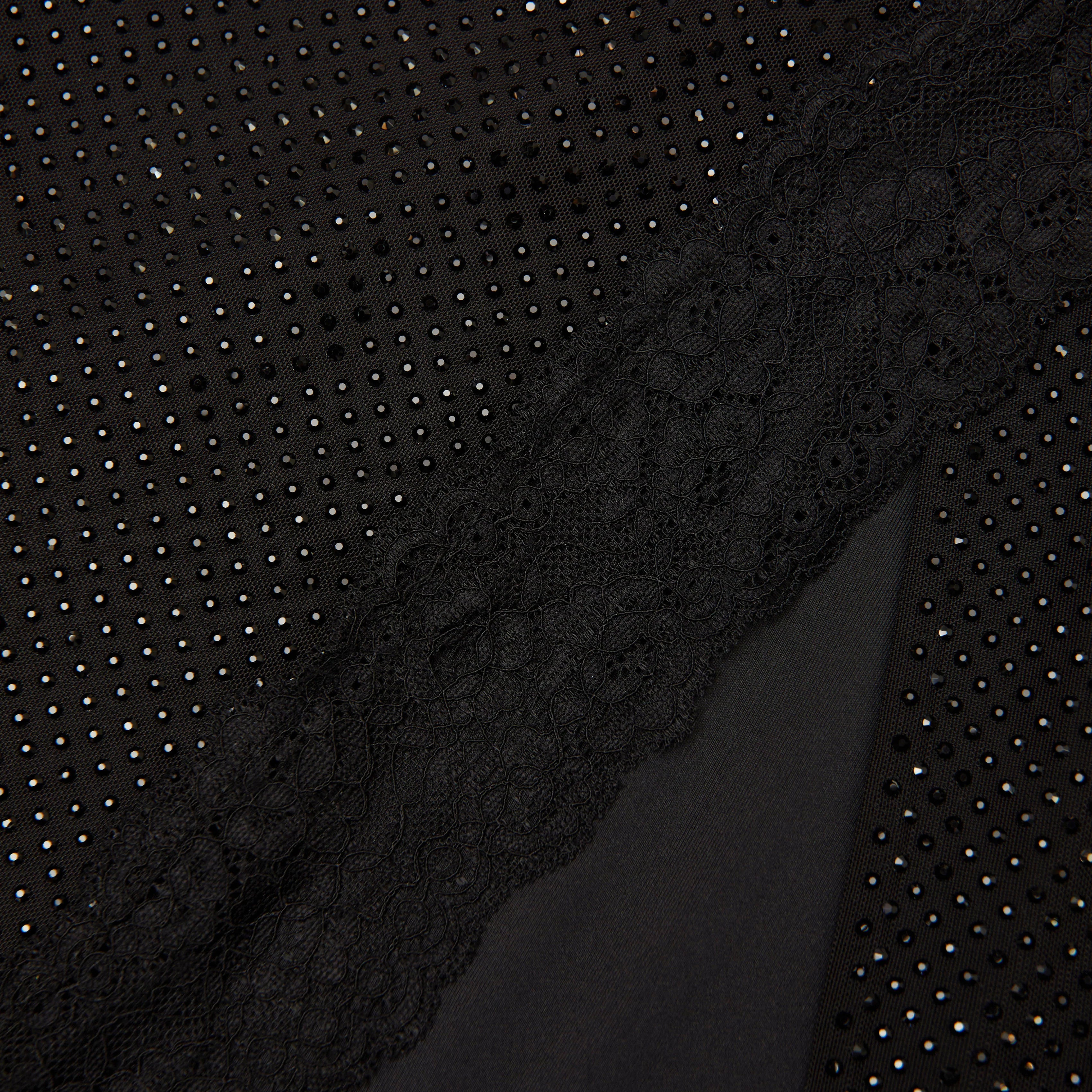 Black Rhinestone Midi Skirt