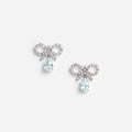 Micro Bow Blue Droplet Earrings