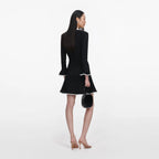Black Lace Trim Knit Mini Dress