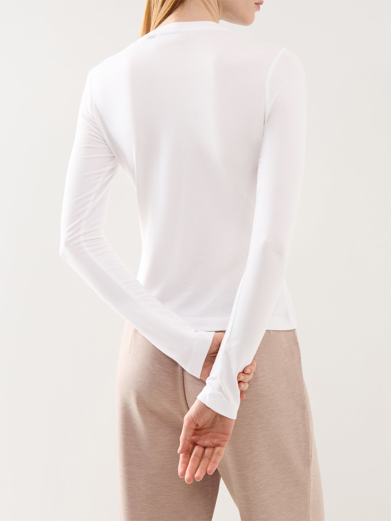Edna Long Sleeve Fitted Tee White