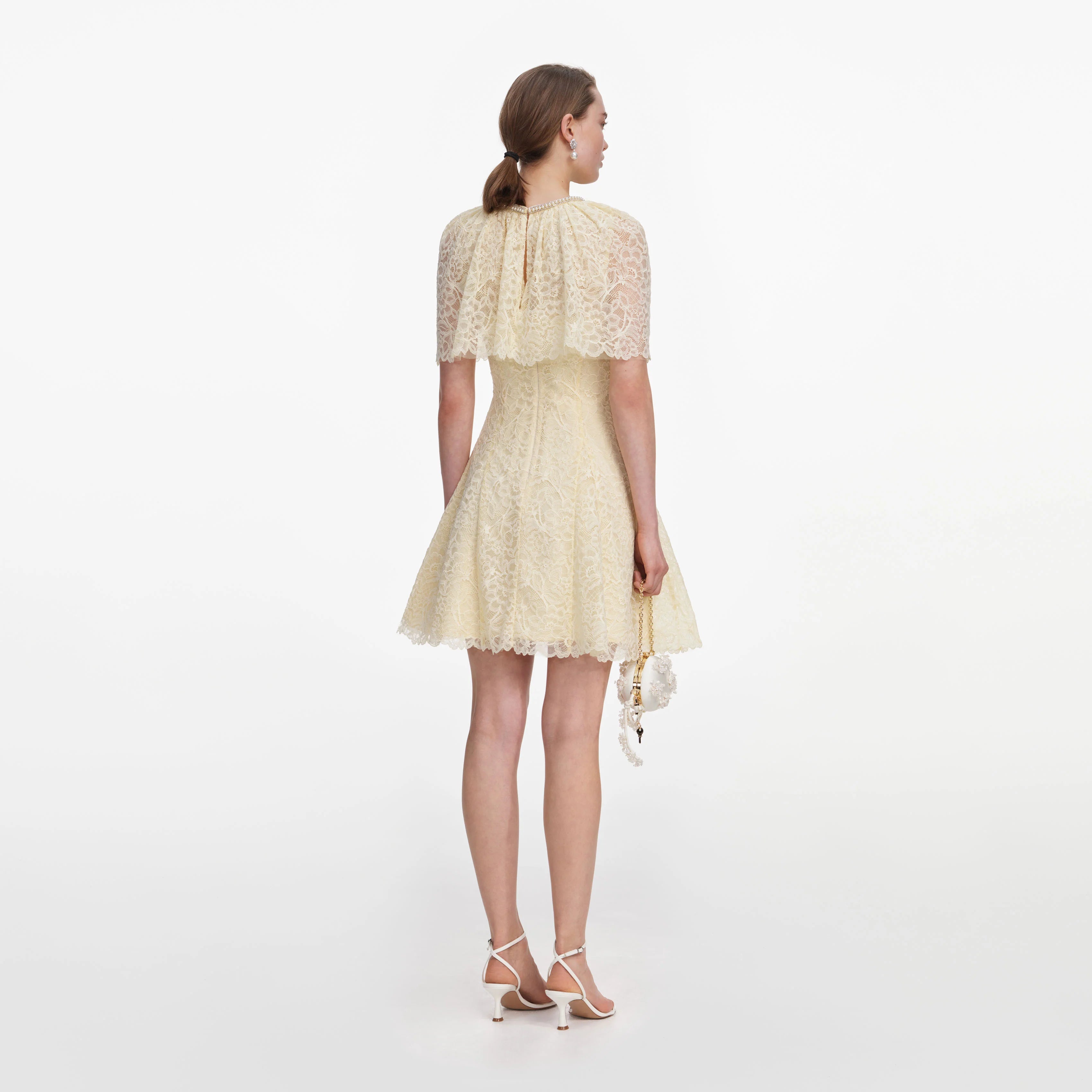 Yellow Lace Cape Mini Dress