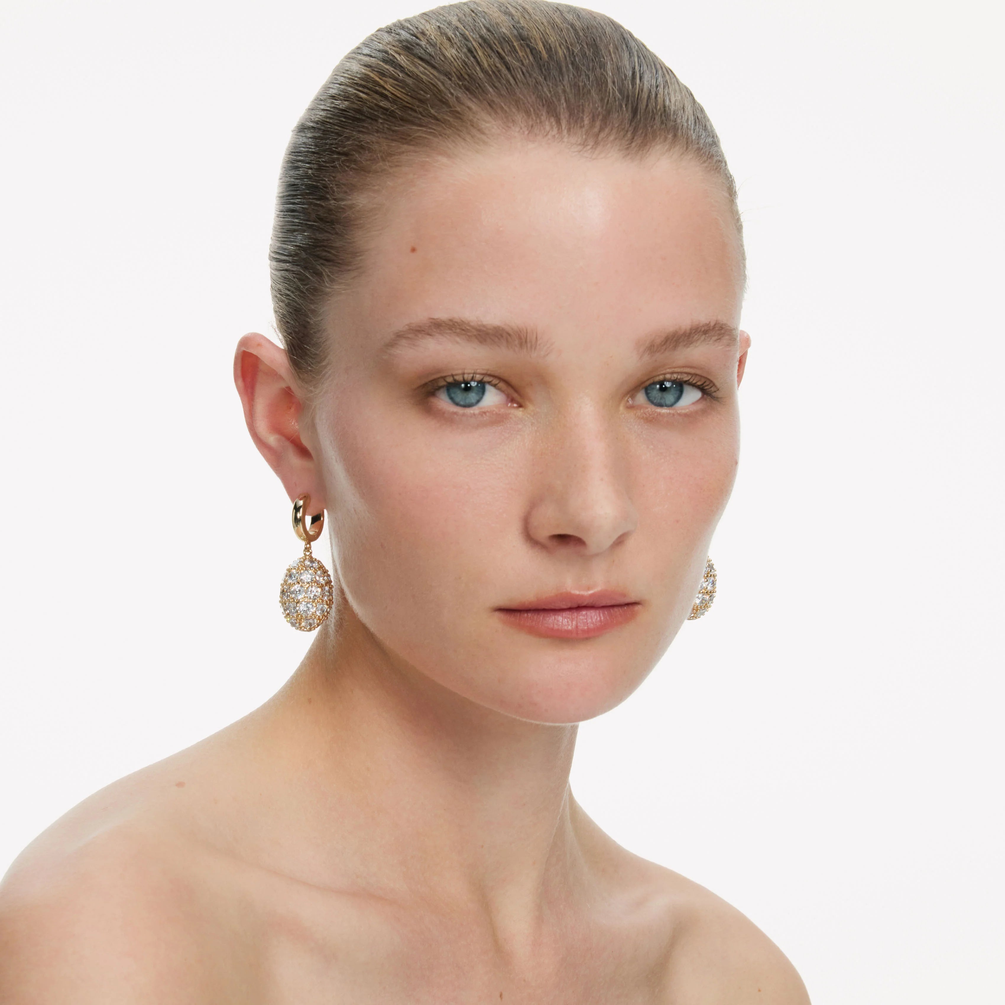 Gold Hoop Crystal Cluster Earrings