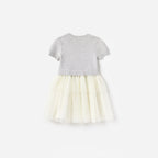Grey Knit Tulle Dress