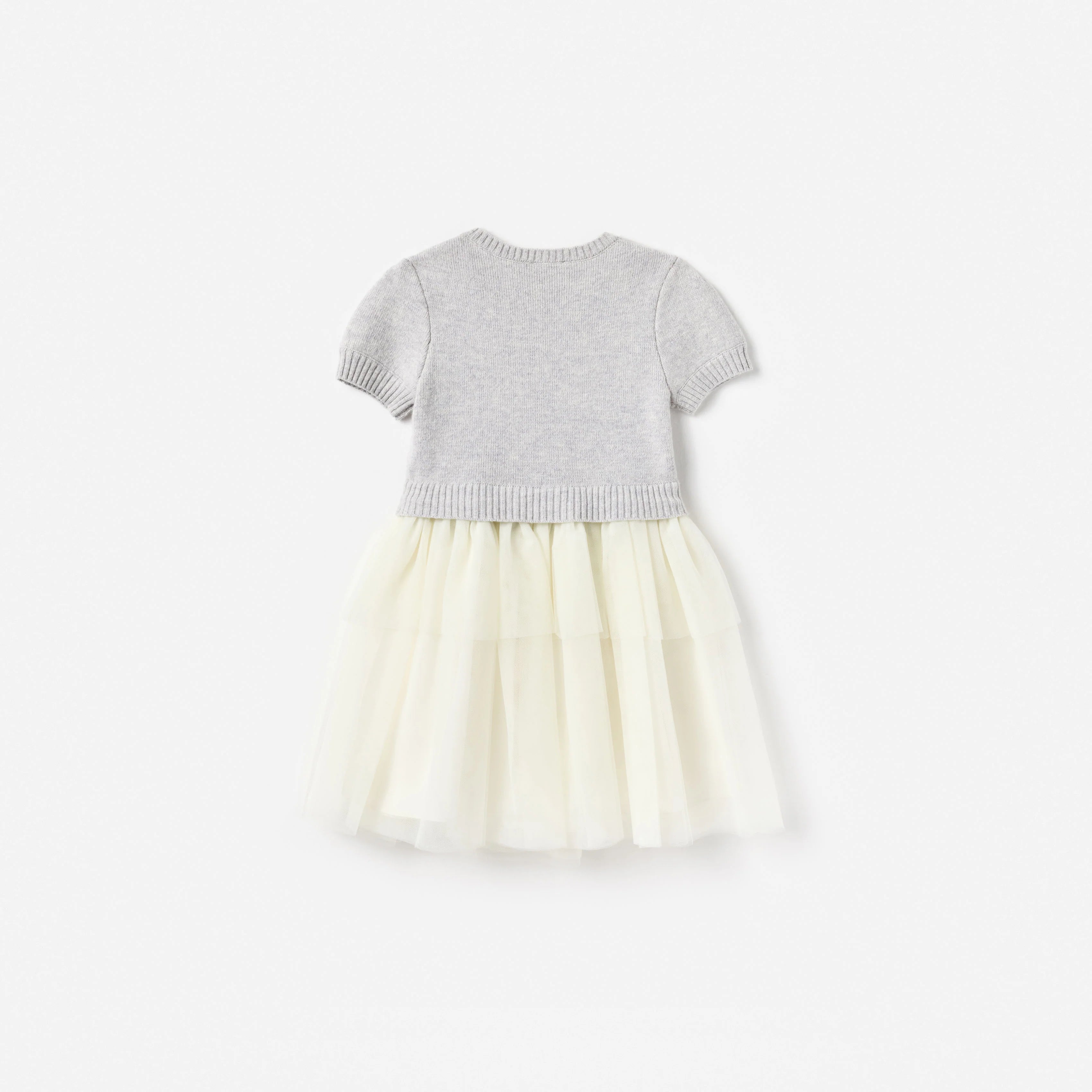 Grey Knit Tulle Dress