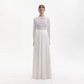 Pleated Crochet Floral Maxi Dress