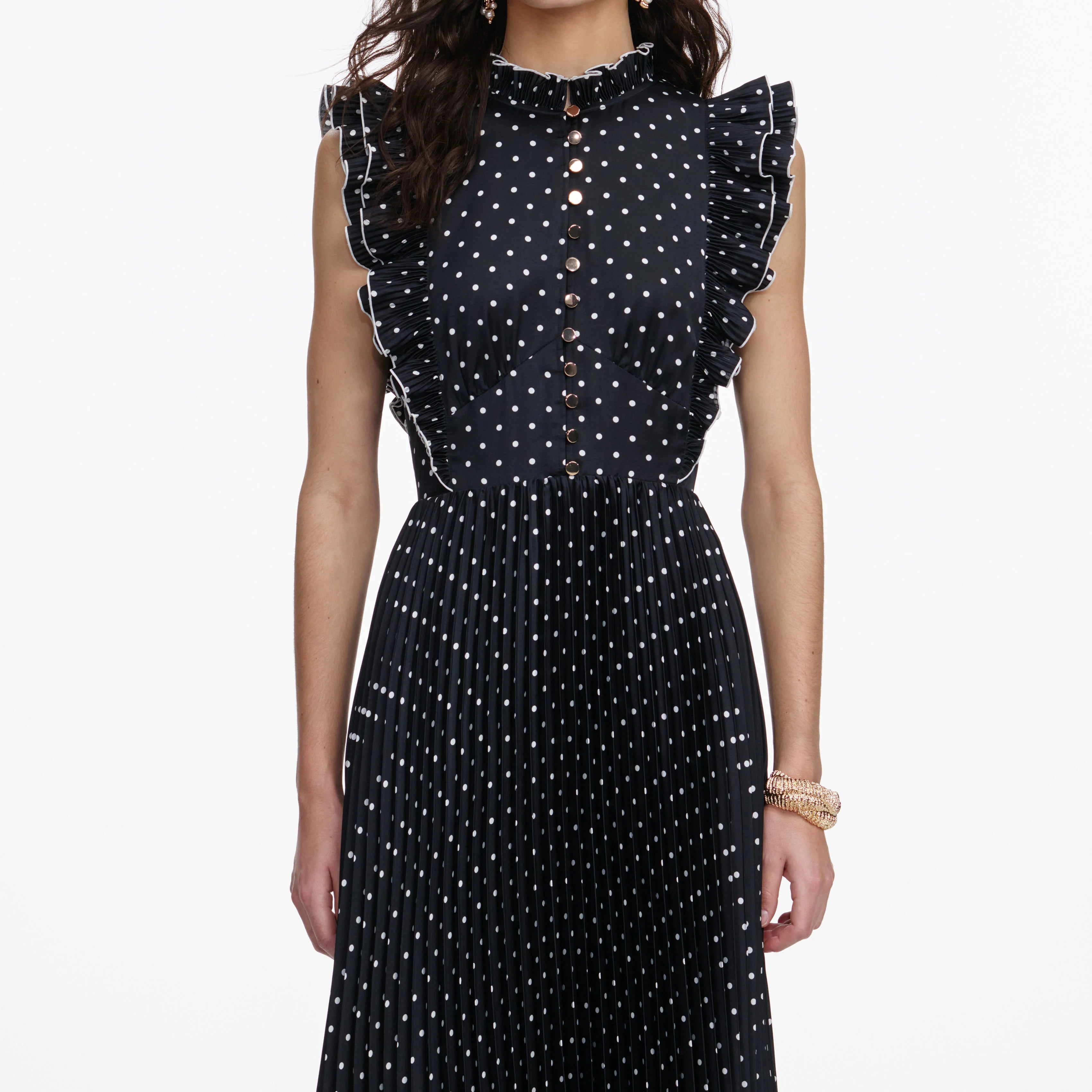 Black Polka Dot Frill Maxi Dress