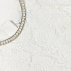 White Lace Pearl Trim Dress