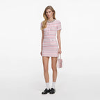 Pink Textured Knit Mini Dress
