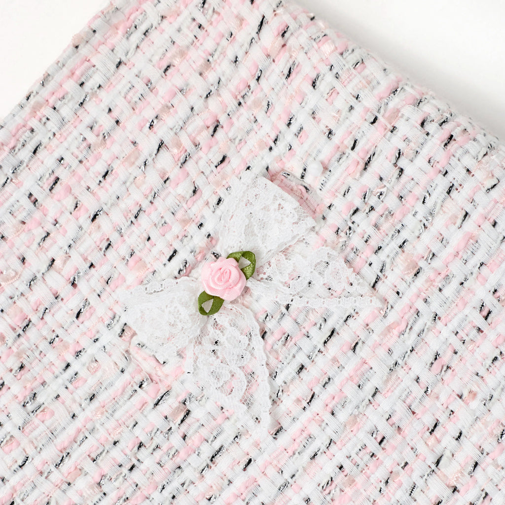Pink Boucle Lace Bow Skirt