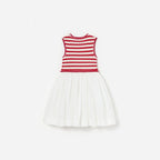Red Striped Crochet Floaty Dress