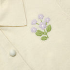 Yellow Flower Embroidered Knit Cardigan