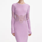 Pink Viscose Knit Cut Out Maxi Dress
