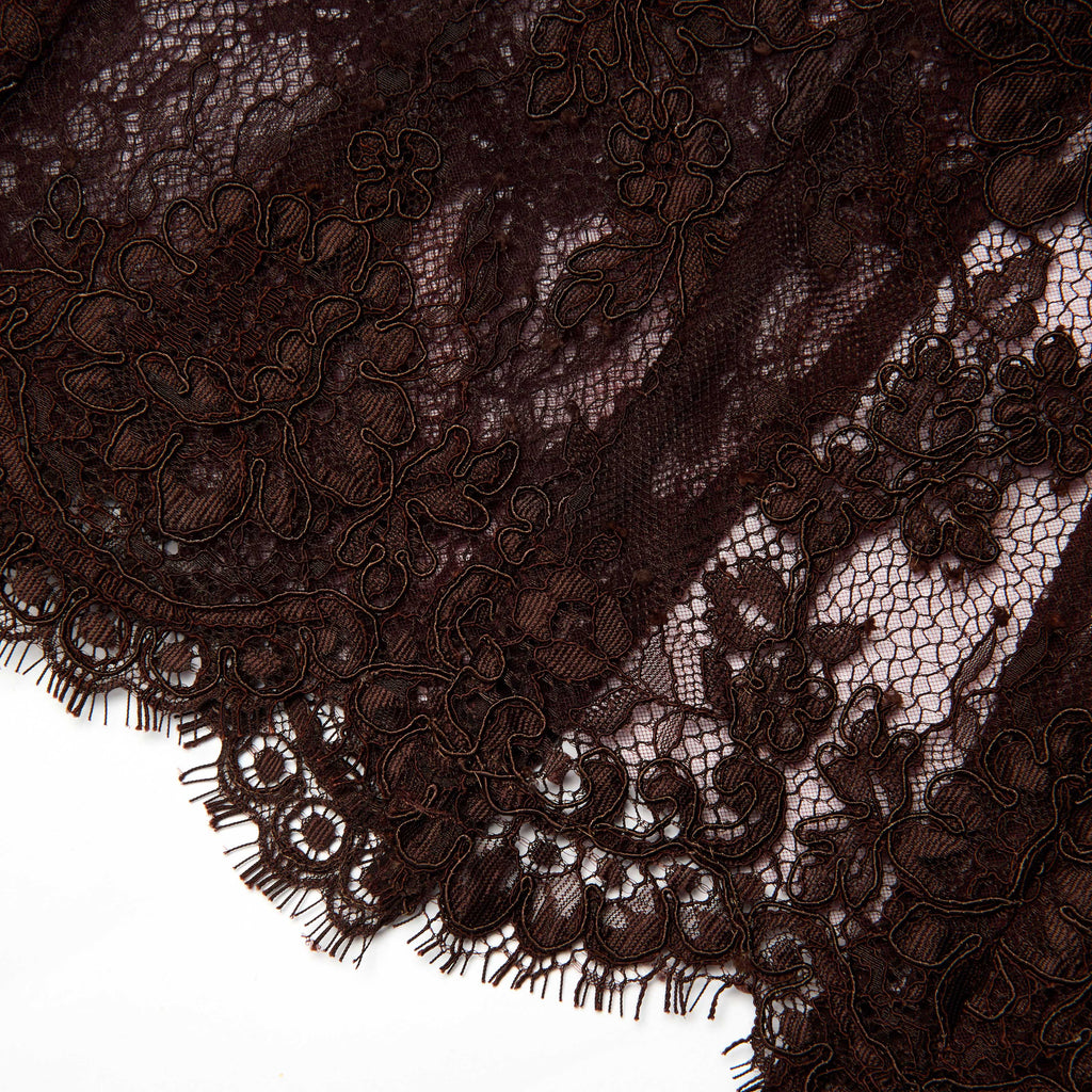 Brown Floral Lace Midi Dress