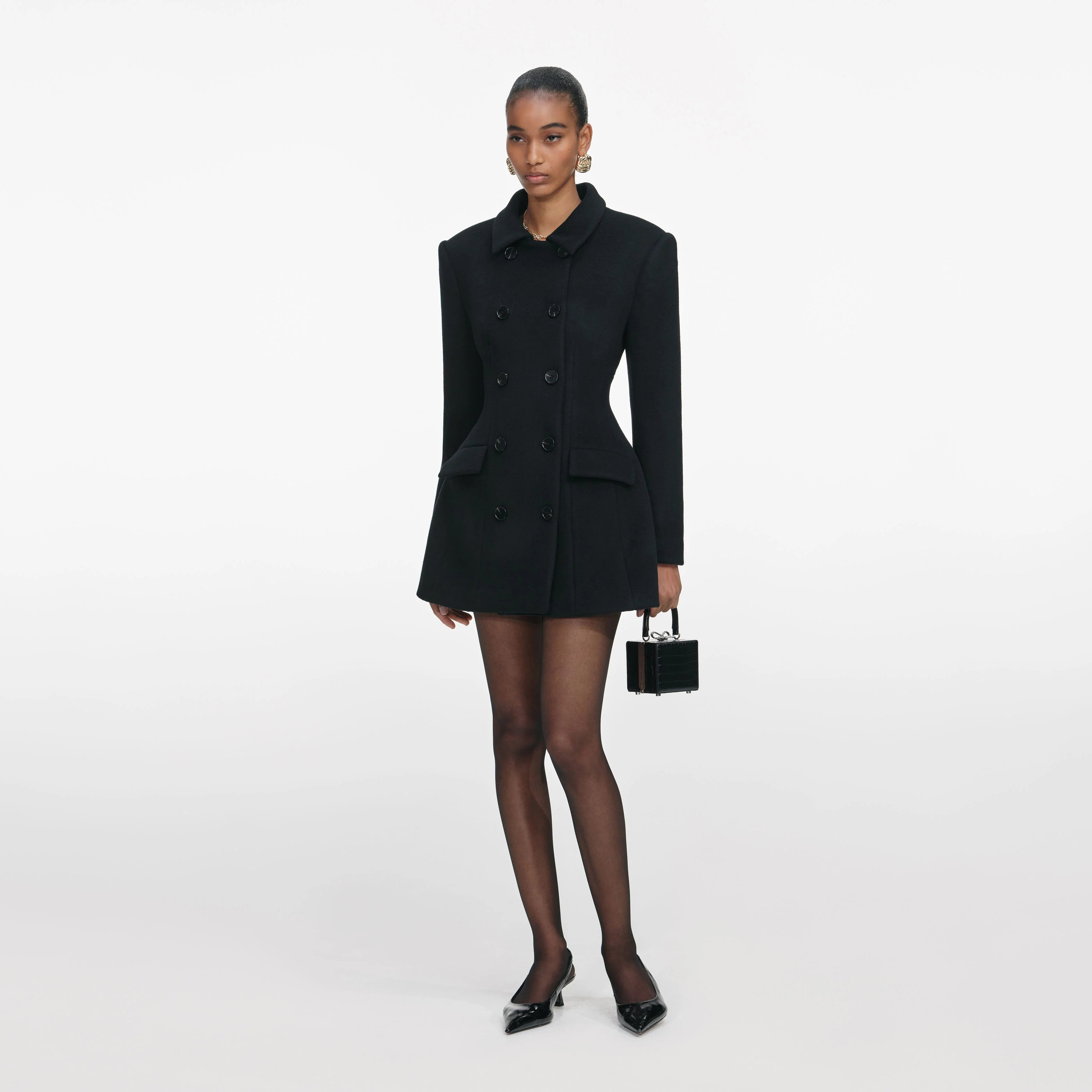 Black Wool Double Breasted Jacket
