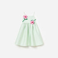 Mint Taffeta 3D Flower Dress