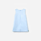 Blue Bonded Satin 3D Flower Dress