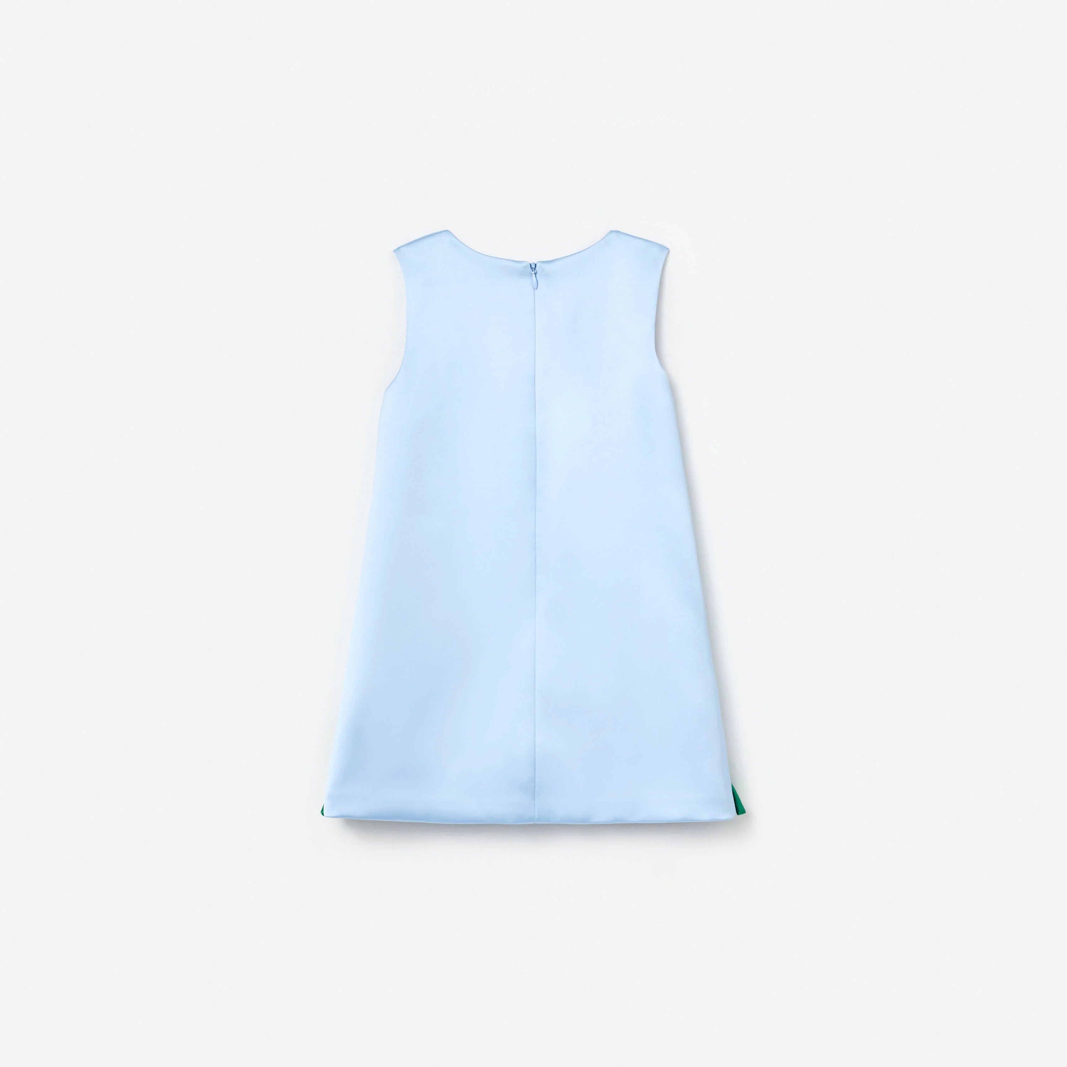 Blue Bonded Satin 3D Flower Dress