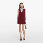 Burgundy Crepe Lace Collar Mini Dress