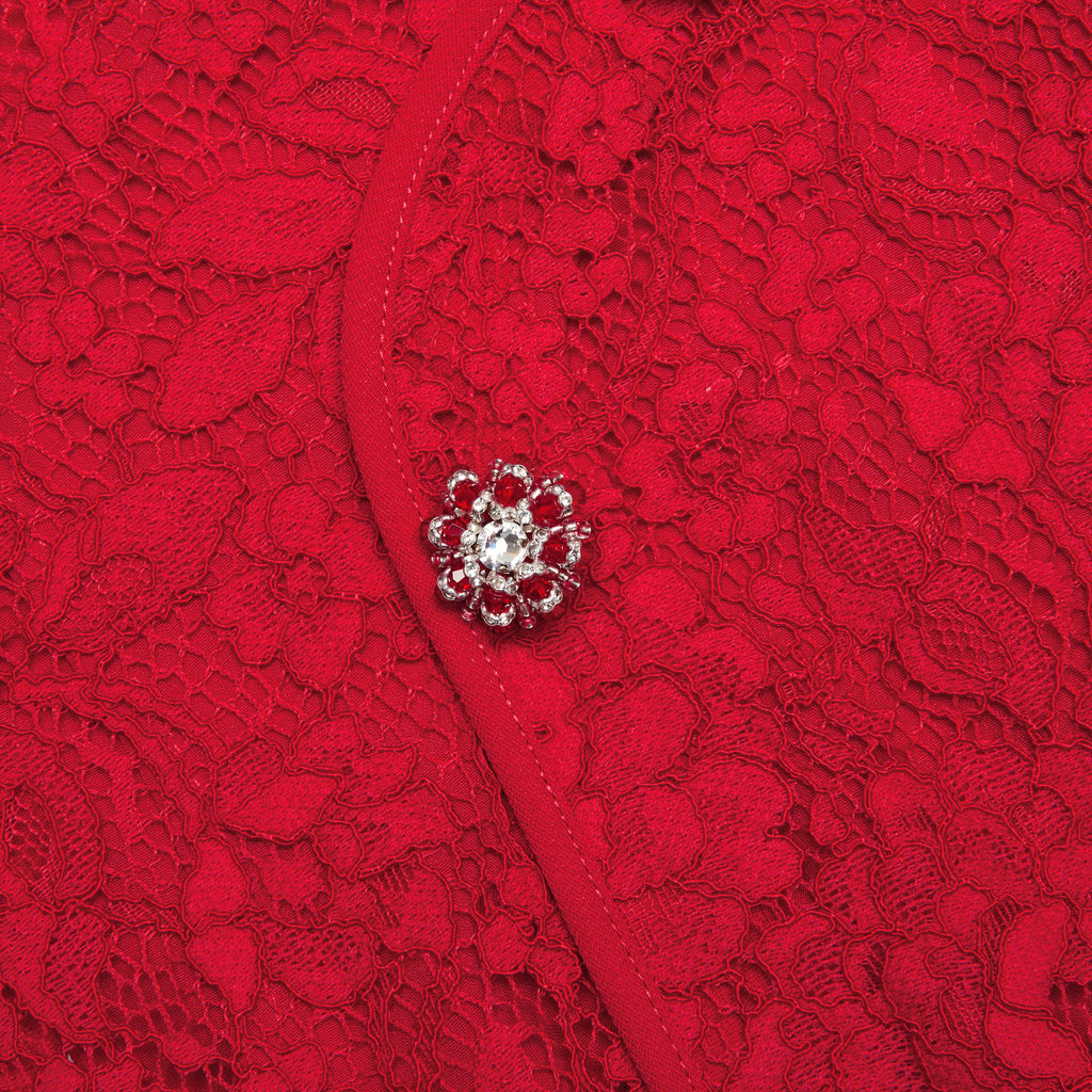 Red Fine Lace Mini Dress