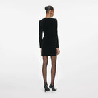 Black Velvet Embellished Mini Dress