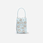 Blue Satin Crystal Mini Bow Bag