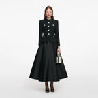 Black Boucle Taffeta Midi Dress