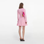 Pink Viscose Knit Tie Mini Dress