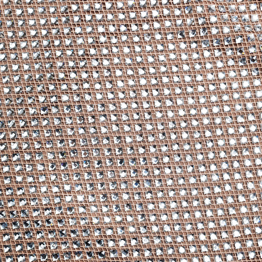 Silver Rhinestone Mesh Midi Dress
