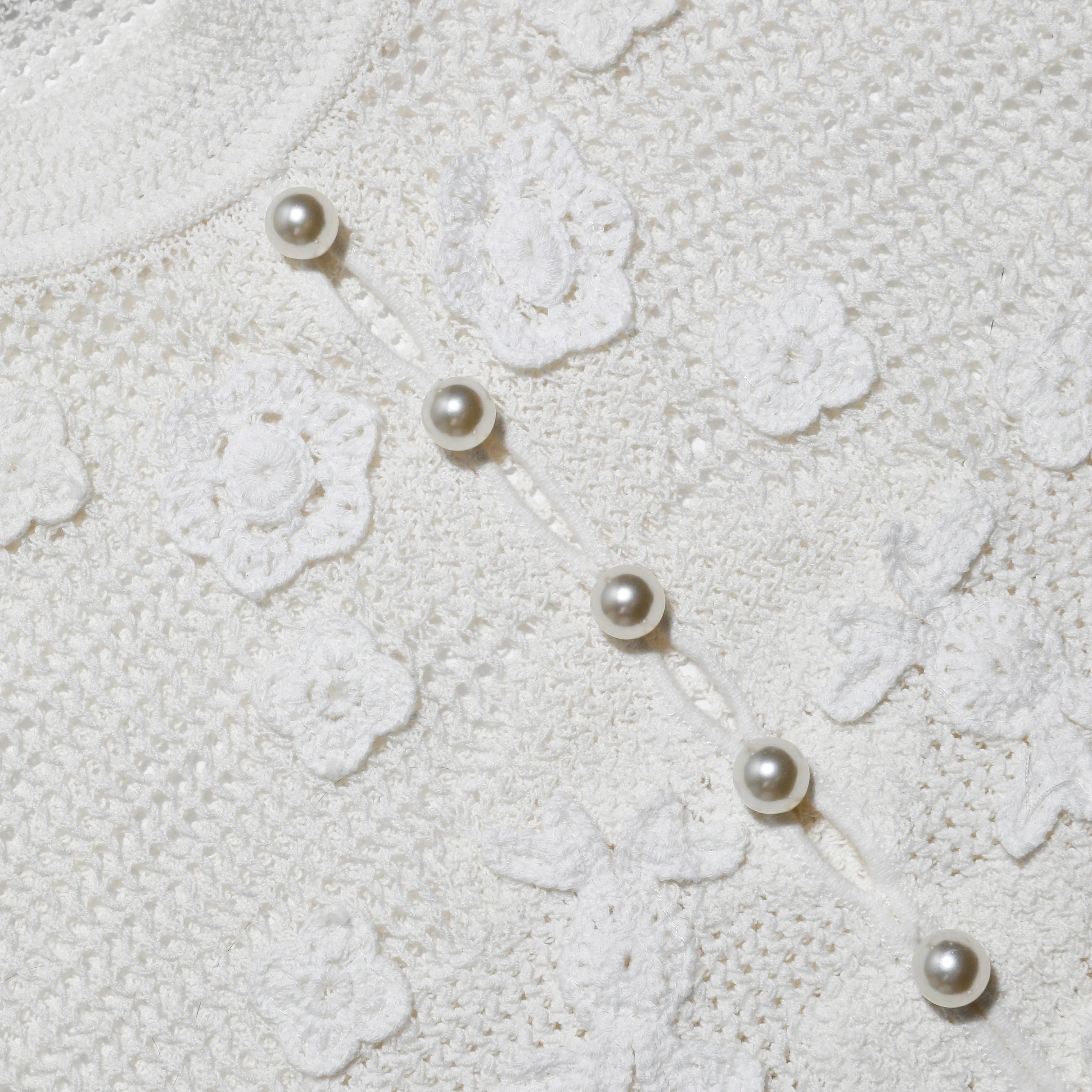 White Floral Crochet Top