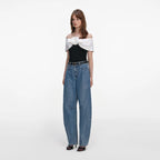 Black Crepe Flower Top