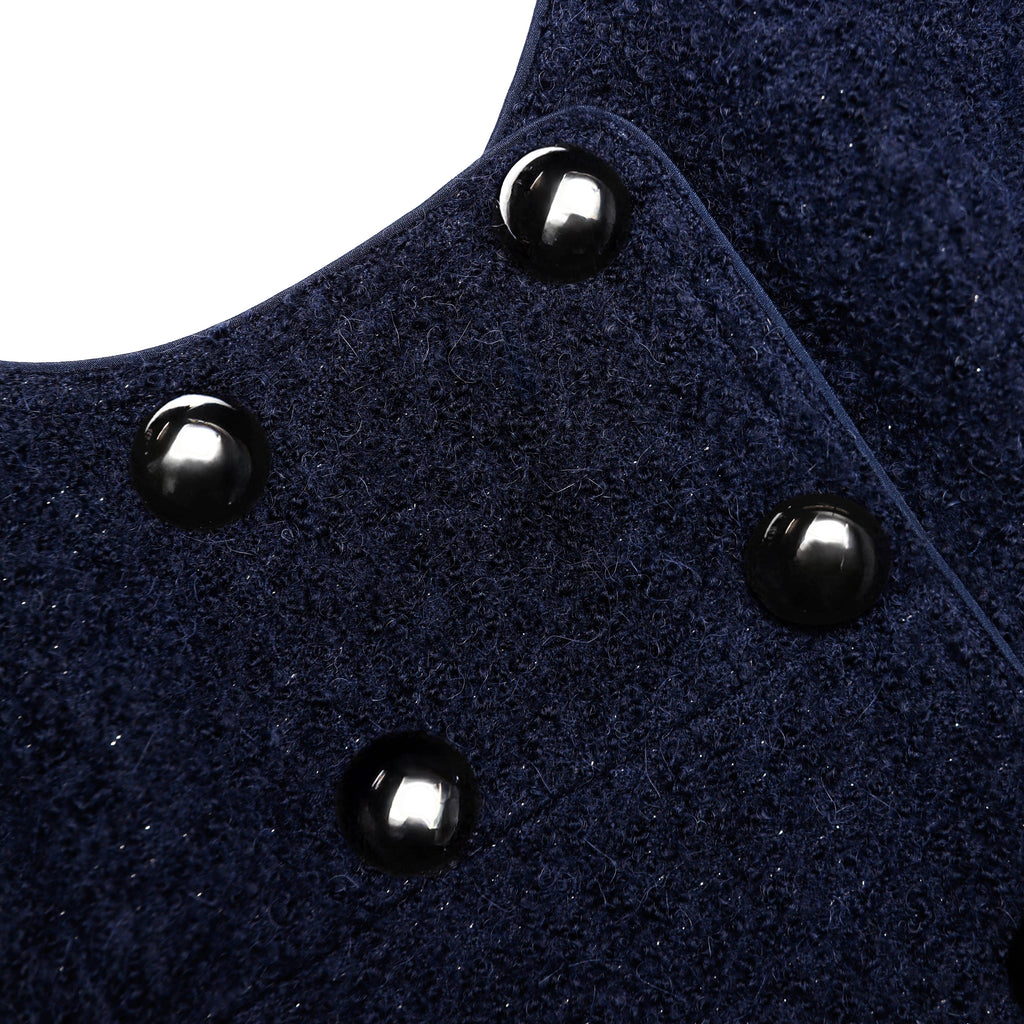 Navy Textured Boucle Mini Dress