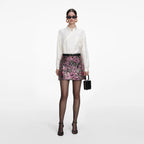 Floral Sequin Mini Skirt