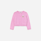 Pink Bow Pointelle Knit Cardigan