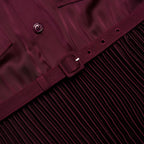 Plum Satin Pleated Maxi Dress