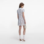 Blue Guipure Lace Mini Dress