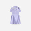 Lilac Pleated Pointelle Knit Dress