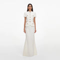 Cream Linen Blend Peplum Maxi Dress