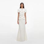 Cream Linen Blend Peplum Maxi Dress
