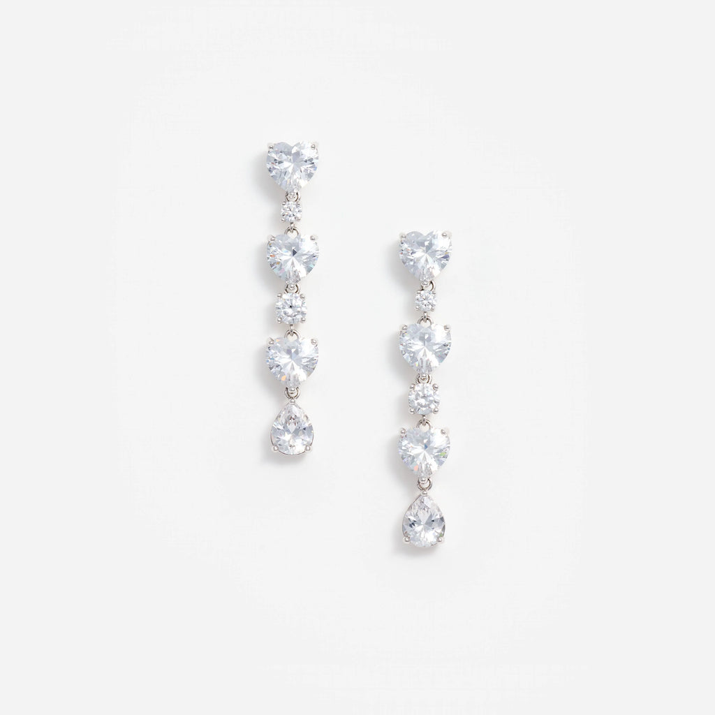 Crystal Heart Tiered Earrings