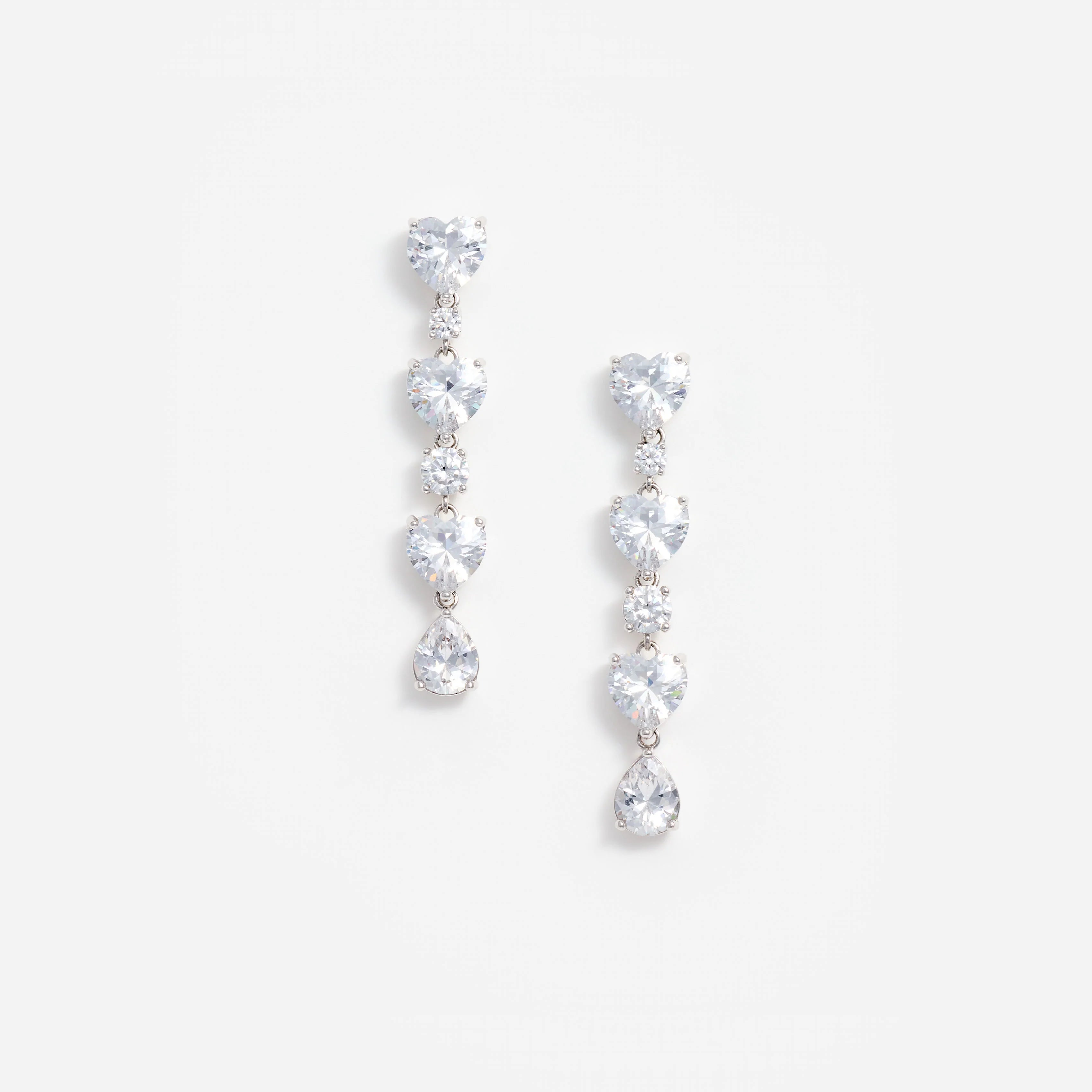 Crystal Heart Tiered Earrings