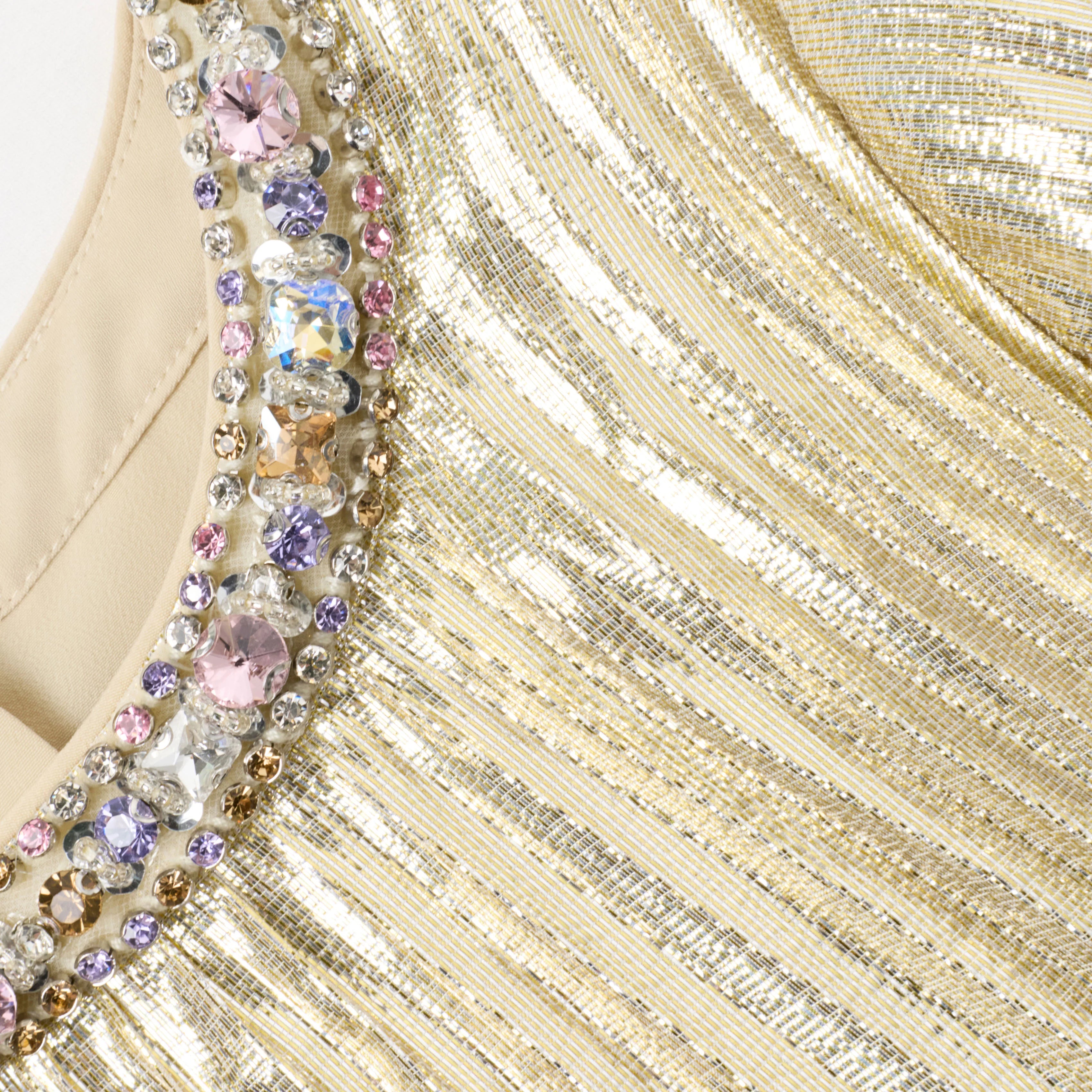 Gold Metallic Chiffon Feather Dress