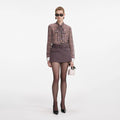 Brown Check Chiffon Blouse