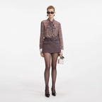 Brown Check Chiffon Blouse