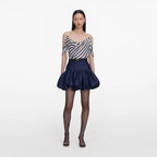 Navy Stripe Georgette Top